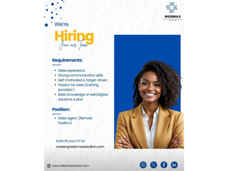 Commission-Based Sales Agent position Commission-Based Sales Agent position