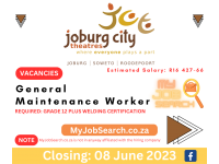 General Maintenance Worker vacancy at Joburg City Theatres