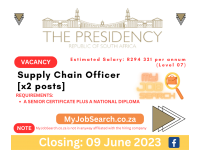 The Presidency (South Africa) is hiring Supply Chain Officer [x2 posts]