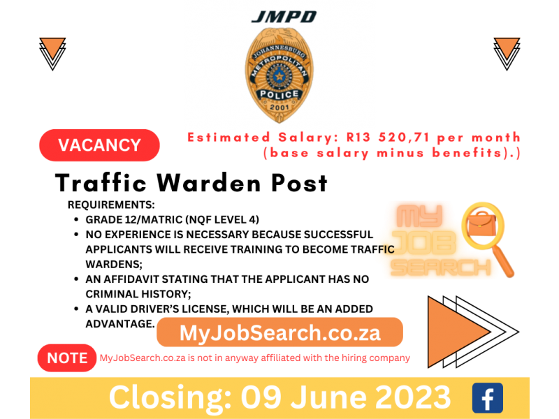 Grade 12 Wanted For Traffic Warden Post Open at JMPD Grade 12 Wanted For Traffic Warden Post Open at JMPD